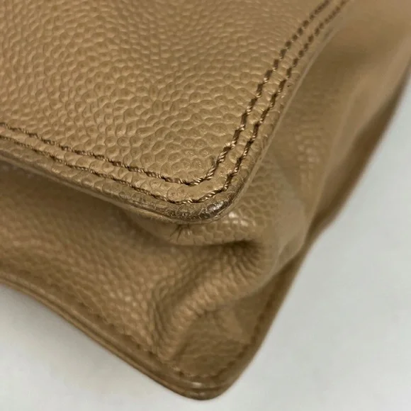 Authentic CHANEL beige caviar leather CC tortoise top handle satchel bag - Picture 11 of 14
